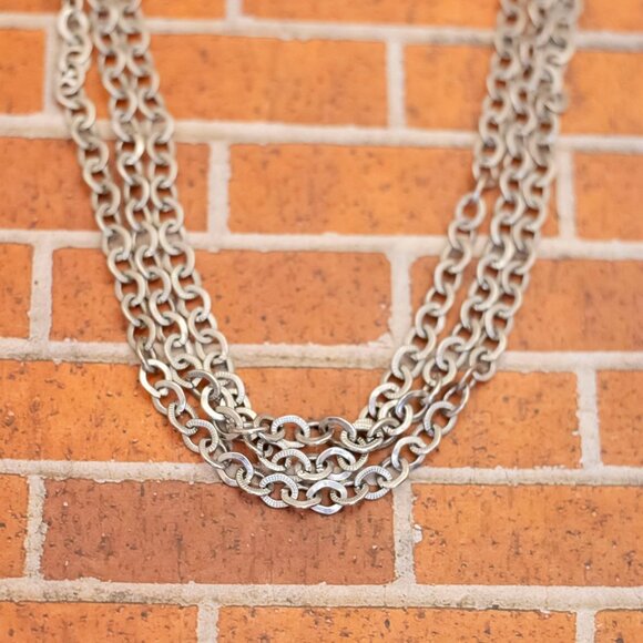 18 inch, Vintage Multi Ring Links Brutalist Multistrand Necklace - W25 - Picture 1 of 3